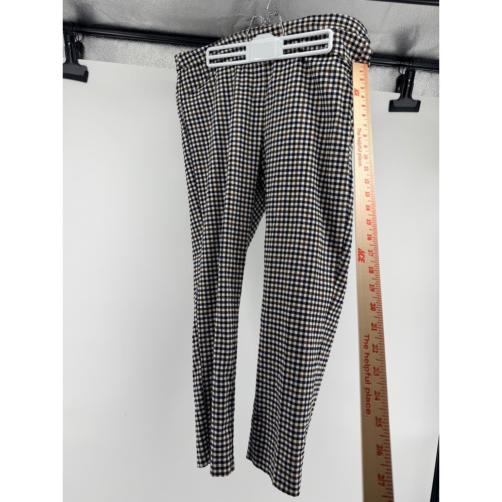 Zac & Rachel Gingham Plaid Millennium Pants Navy Brown White Size 14